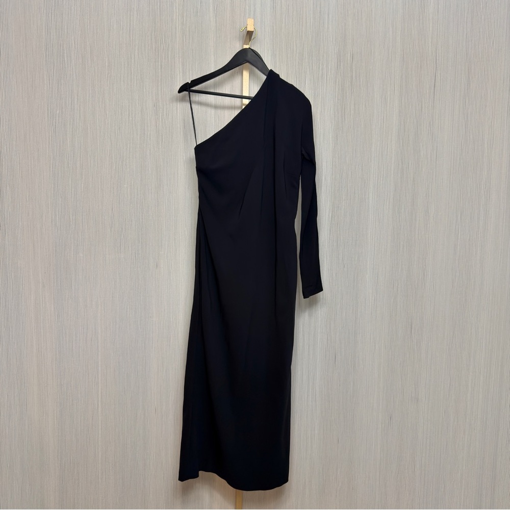 Mango MNG Premium One-Shoulder Asymmetrical Black Midi Dress | Women's US M